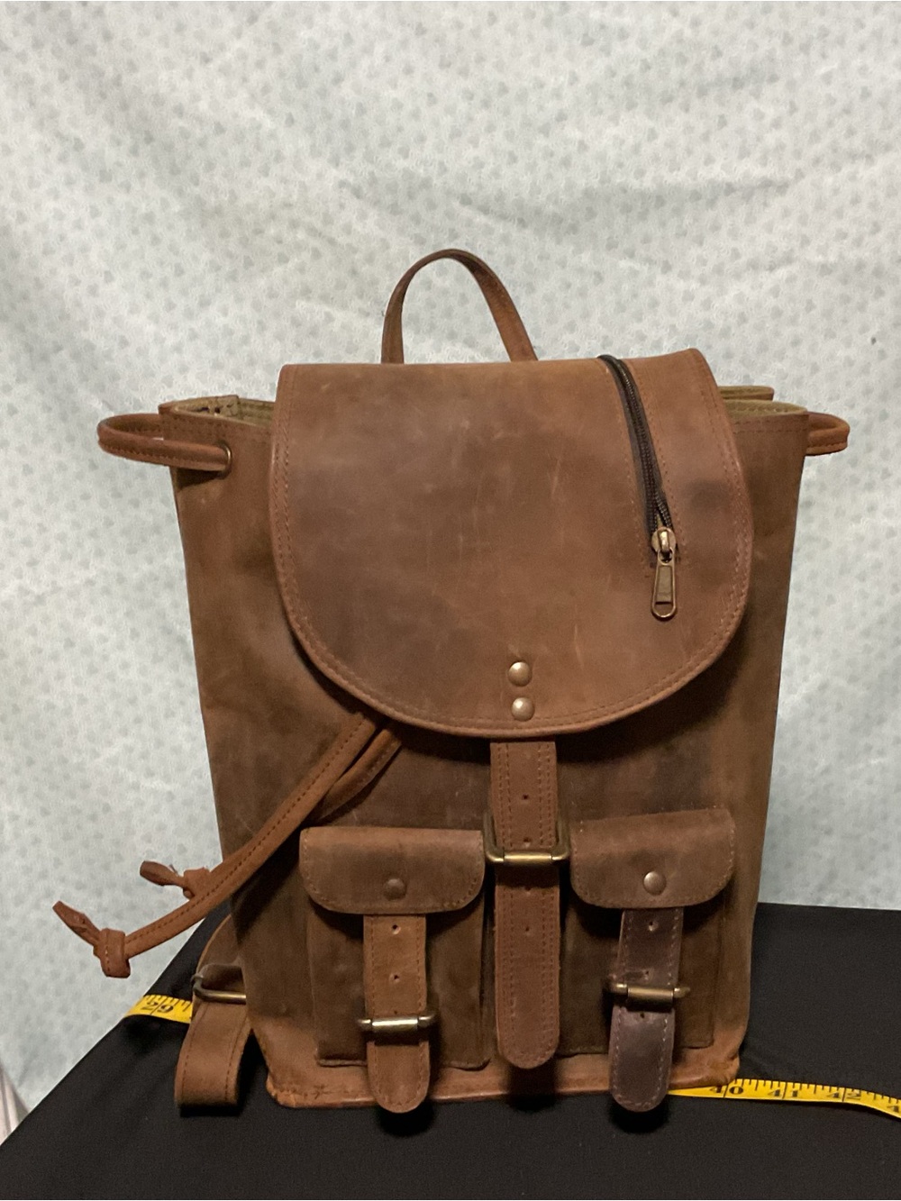 Vintage handmade Brown Leather Backpack